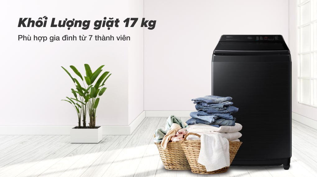 Khối lượng giặt máy giặt Samsung WA17CG6886BVSV