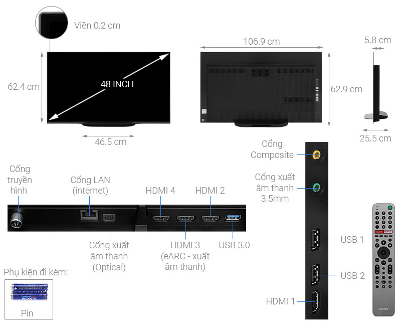 Smart Tivi 4k Sony OLED 48 inch 48A9S