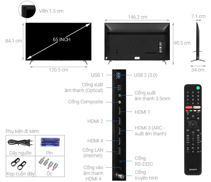Smart Tivi Sony 4K 65 Inch 65X8000H UHD