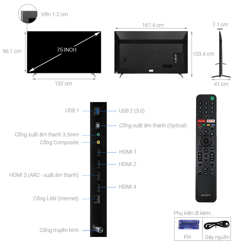 Smart Tivi Sony 4K UHD 75 inch 75X9000H UHD