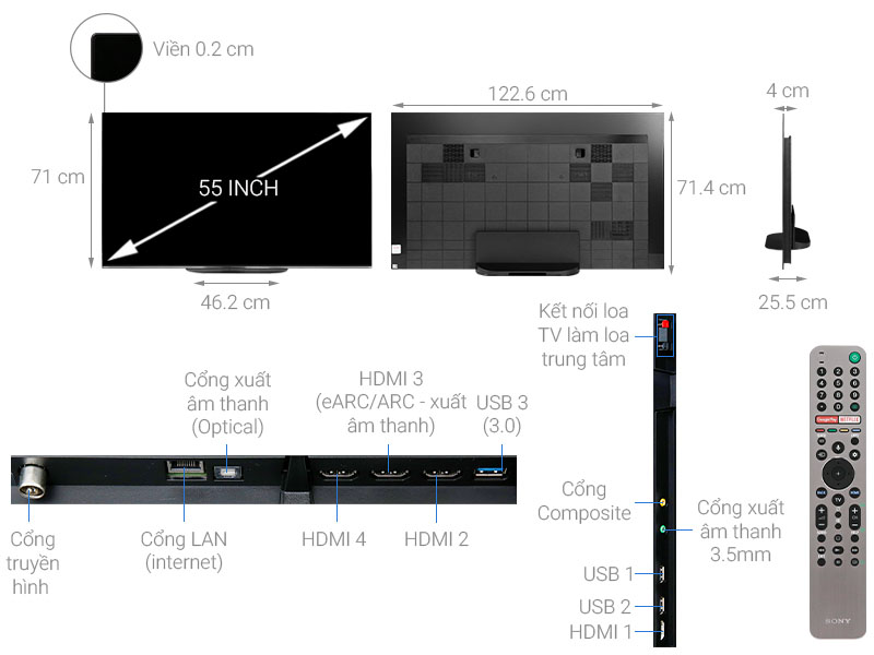 Smart Tivi Sony OLED 4K 55 inch 55A9G UHD