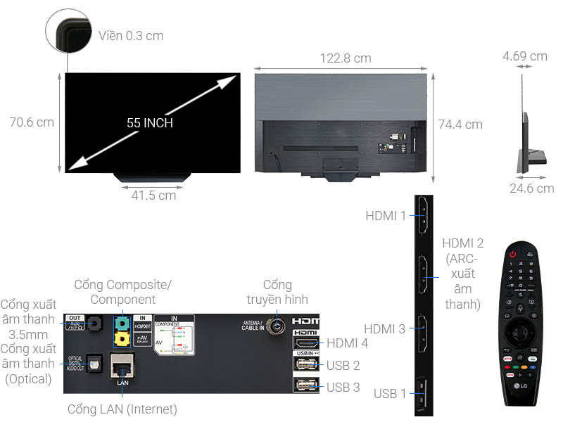 Smart tivi 4K LG OLED 55 inch OLED55B9PTA