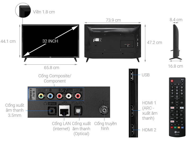 Smart tivi LG 32 inch 32LM570BPTC Full HD