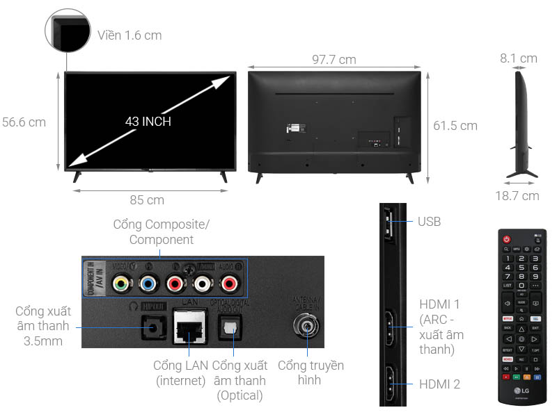 Smart tivi LG 43 inch 43LM5700PTC Full HD