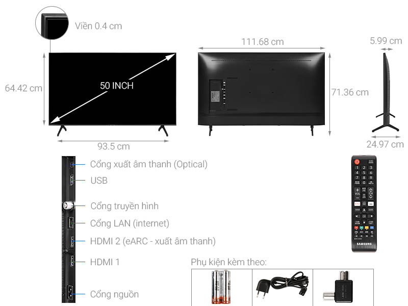 Smart Tivi Samsung 4K 50 inch UA50TU7000 Crystal UHD 