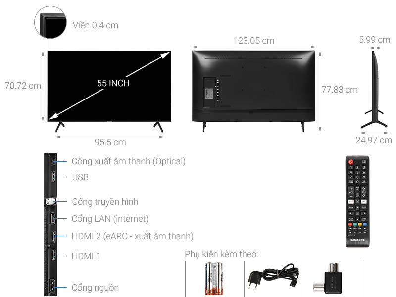 Smart Tivi Samsung 4K 55 inch UA55TU7000 Crystal UHD