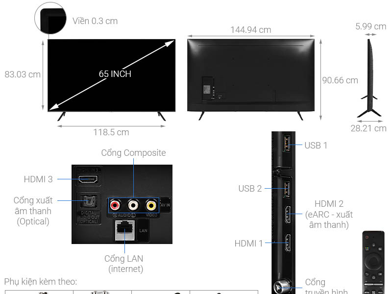 Smart Tivi Samsung 4K 65 inch UA65TU8100 Crystal UHD