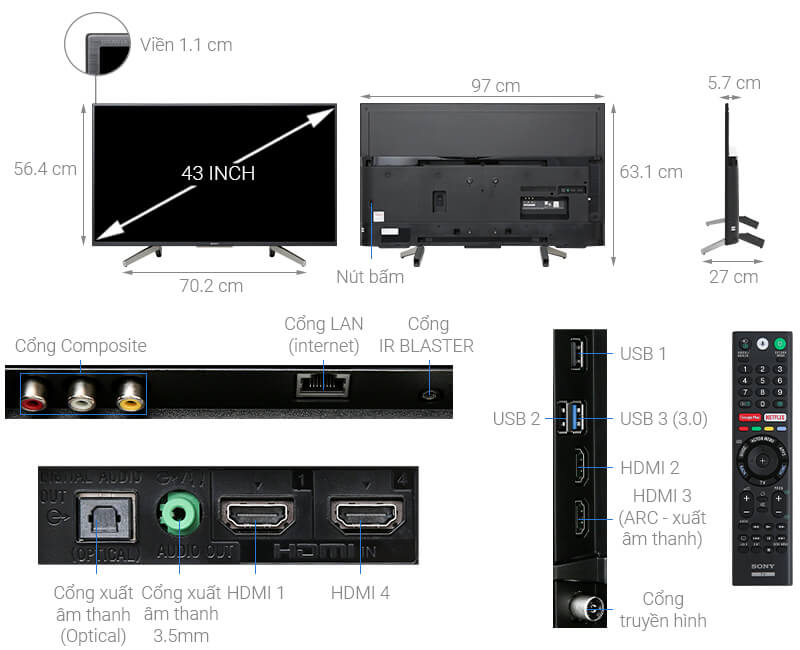 Smart Tivi Sony LED 43 inch 43W800G Full HD