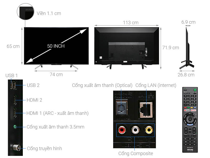 Smart Tivi Sony LED 50 inch 50W660G Full HD