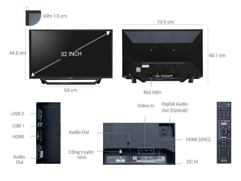 Tivi Sony LED HD 32 Inch W60D (KDL-32W600D)