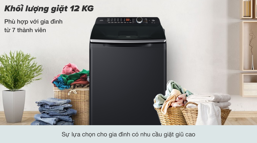 Khối lượng giặt 12 kg máy giặt Aqua