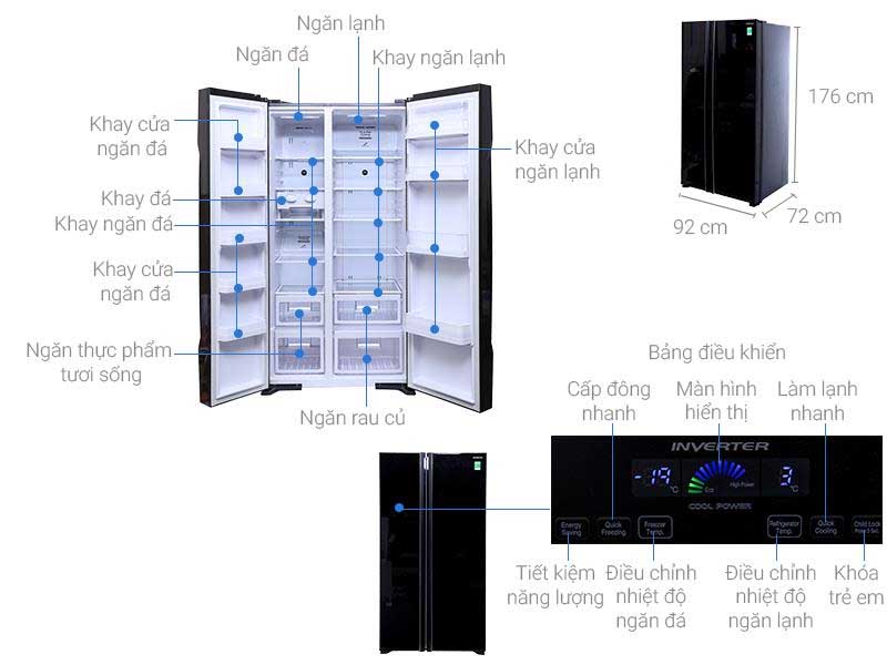 Tủ lạnh Hitachi Inverter 659 lít R-FS800PGV2 GBK