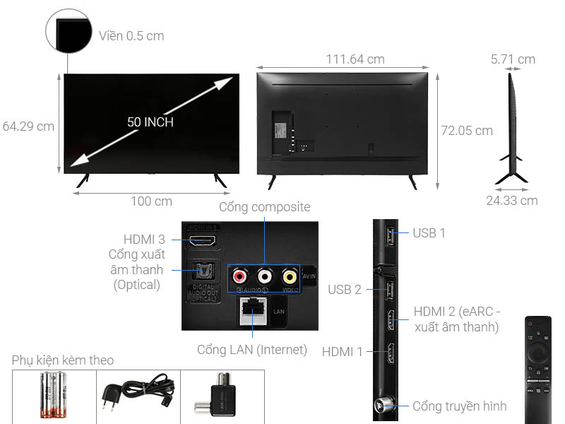 Smart tivi 4K Samsung QLED 50 inch Q60T (QA50Q60TAKXXV)
