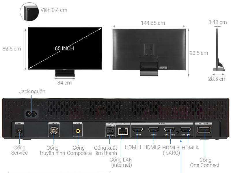 Smart Tivi 4K Samsung QLED 65 inch Q95T (QA65Q95TAKXXV)