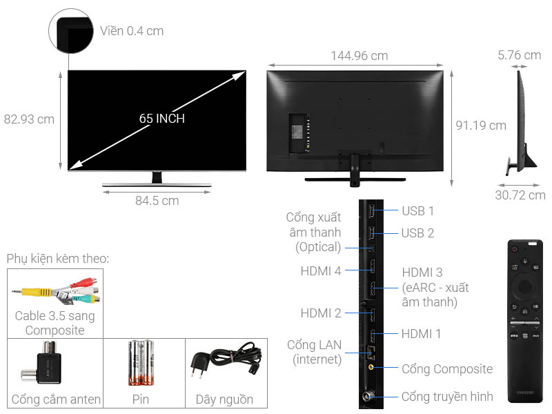 Smart Tivi Samsung QLED 4K 65 inch QA65Q70TA 