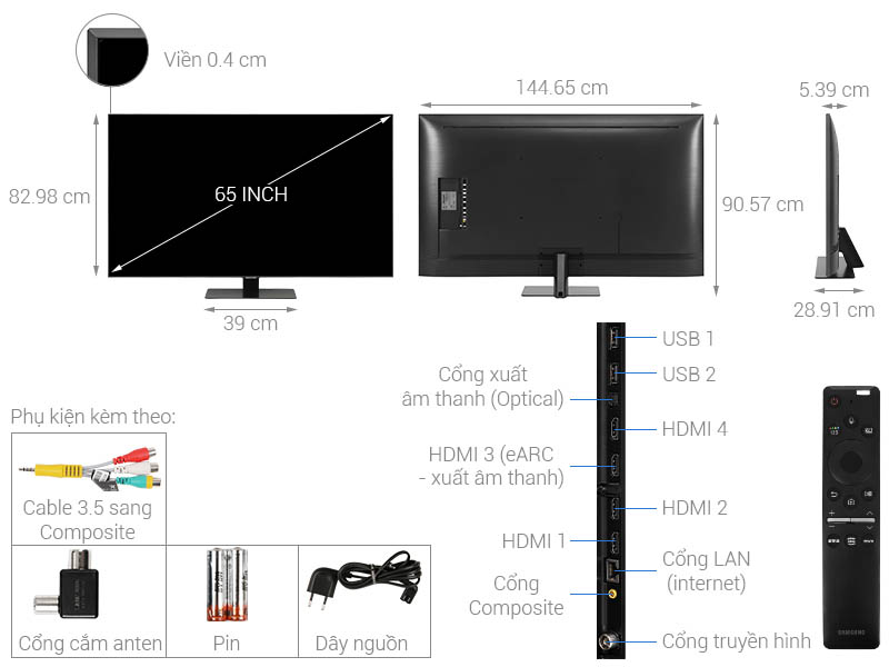Smart Tivi Samsung QLED 4K 65 inch QA65Q80TA