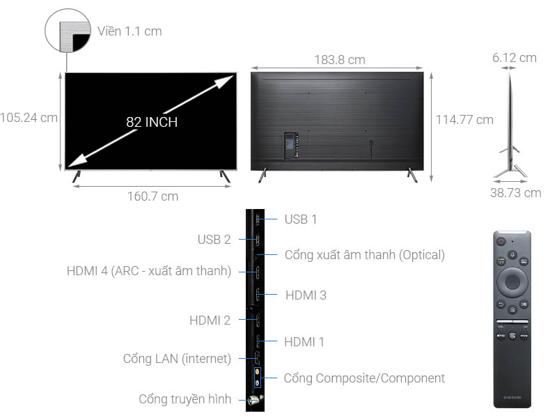 Smart Tivi Samsung QLED 4K 82 inch QA82Q65RA