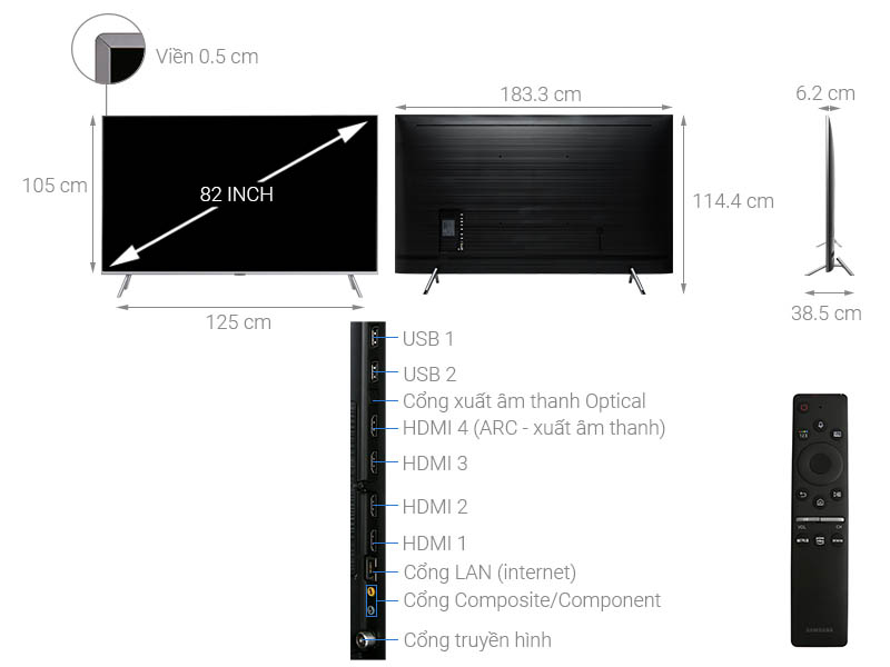 Smart Tivi Samsung QLED 4K 82 inch QA82Q75RA