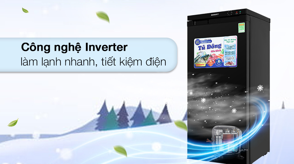 Tủ đông Sanaky Inverter 150 lít TD VH180VD Công nghệ Inverter
