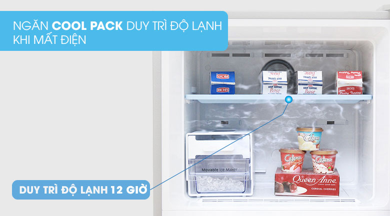 Ngăn Cool Pack duy trì độ lạnh ngăn đông khoảng 12 giờ đồng hồ khi bị mất điện