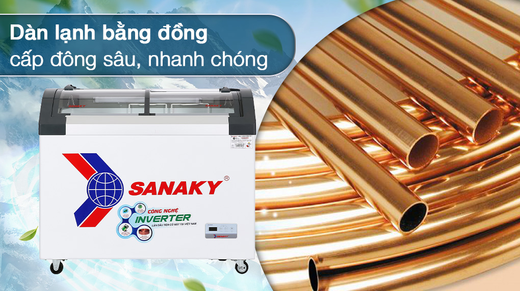Tủ đông Sanaky Inverter 280 lít VH 3899K3B dàn lạnh bằng đồng