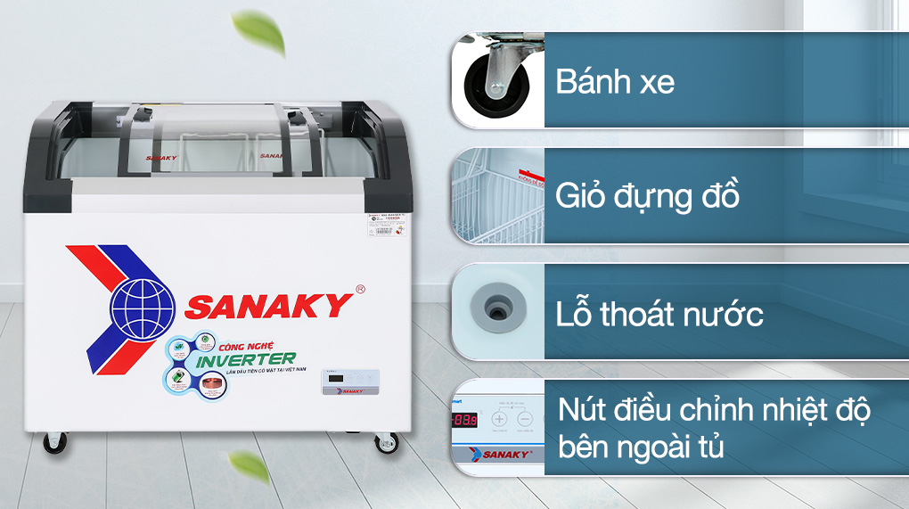 Tủ đông Sanaky Inverter 280 lít VH 3899K3B tiện ích