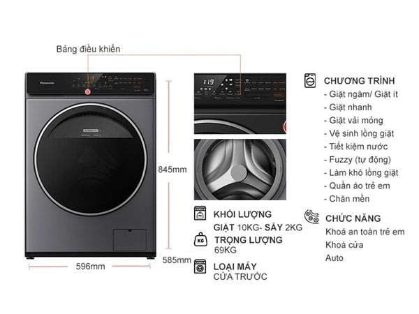 Thông số kỹ thuật máy giặt sấy Panasonic 10kg
