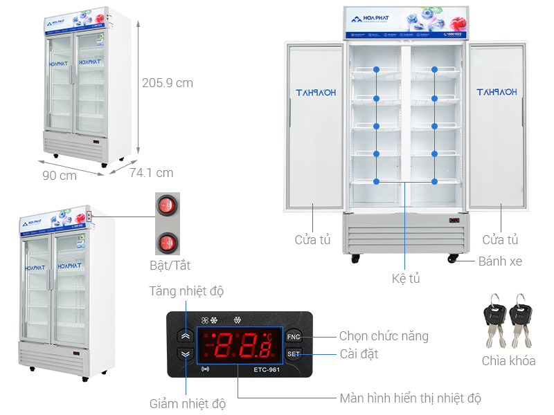 Tủ mát Hòa Phát 723 lít HSR D6723 Thống số