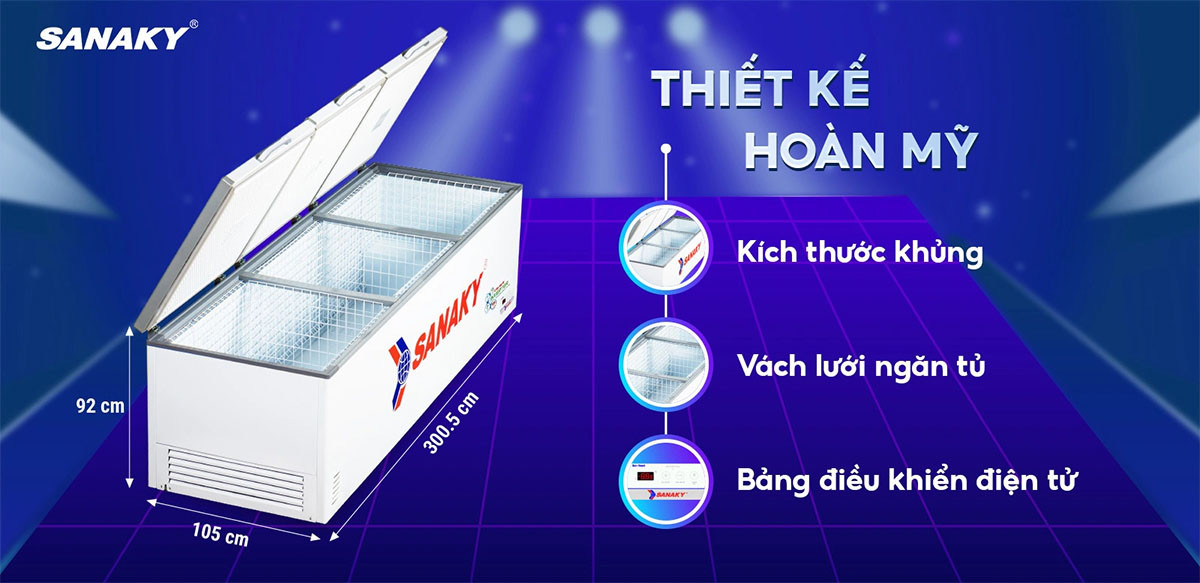 Sanaky Inverter VH-1799HY3 1500 lít-thiết kế