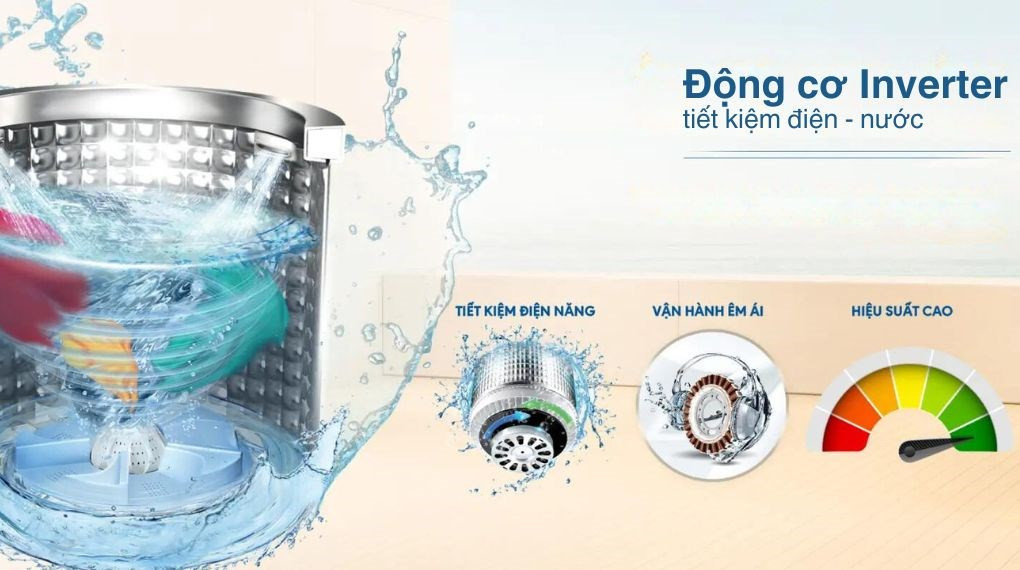 Máy giặt Aqua Inverter 13 kg AW13-BP4959K(S8) Lồng ngang-Tiết kiệm điện