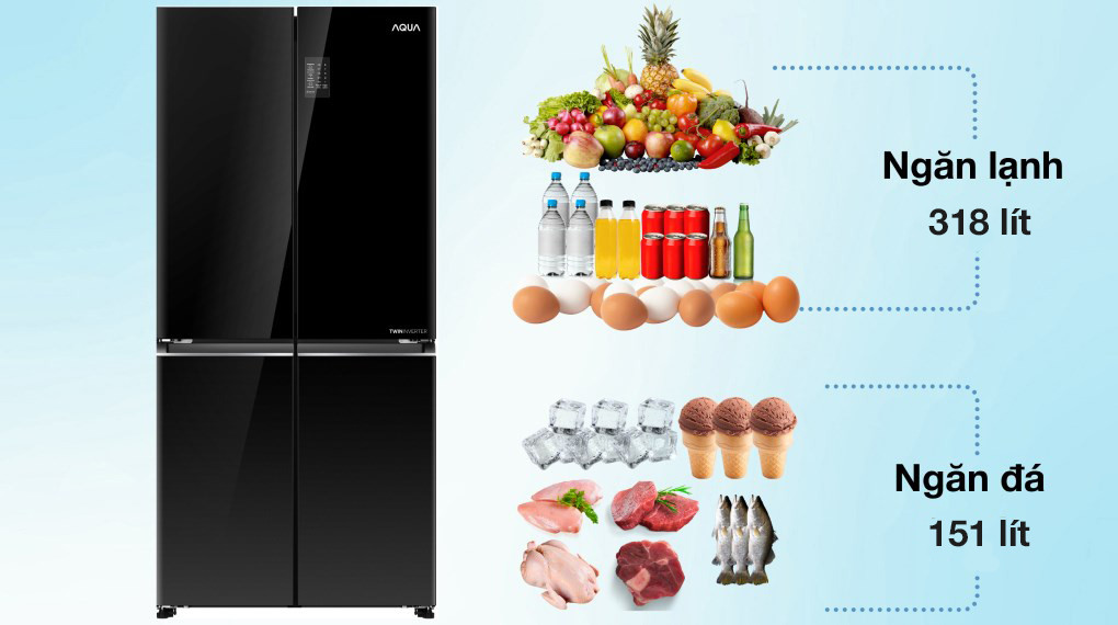 Aqua Inverter 469 lít Multi Door AQR-M536XA(WGB) Dung tích