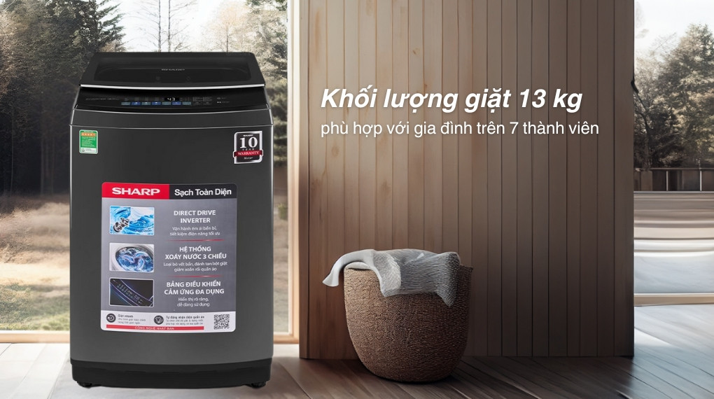 Máy giặt Sharp Inverter 13 kg ES-TM130CD-DS - Khối lượng giặt và chương trình