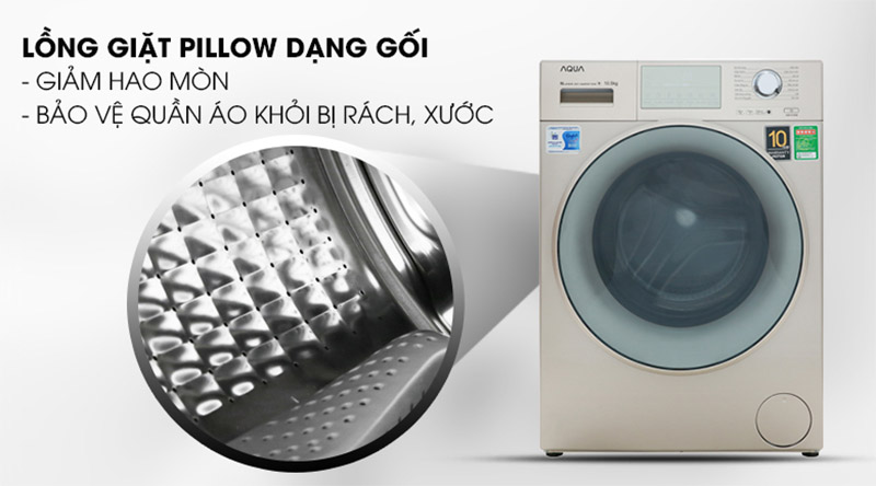 Máy giặt Aqua Inverter 10.5Kg (AQD-DD1050E.N) lồng ngang