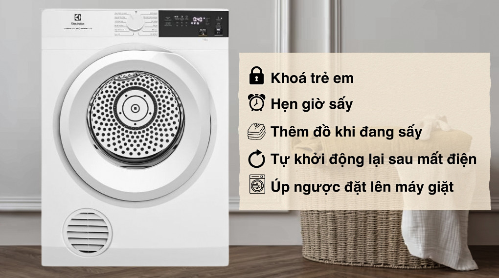 Tiện ích - Máy sấy thông hơi EDV904H3WC