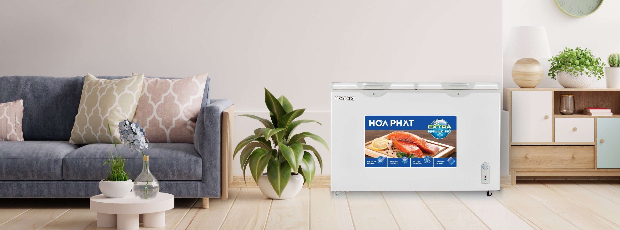 Tủ đông hòa phát trong không gian