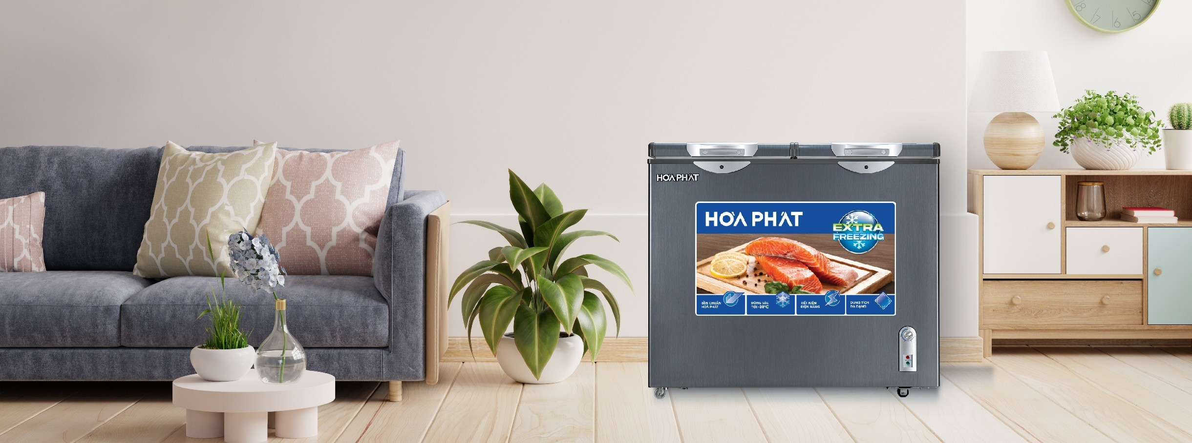 Tủ đông Hòa Phát trong không gian