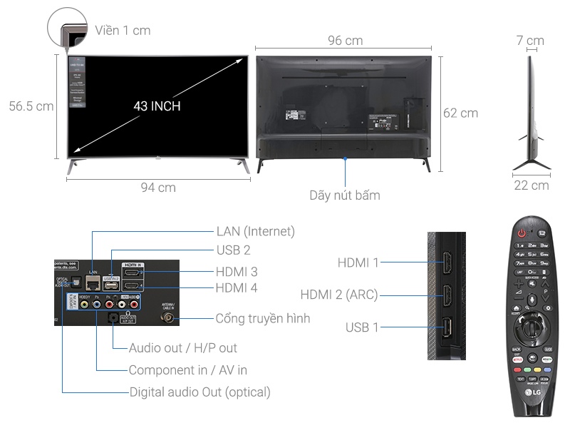 Smart Tivi LG 4K 43 inch (43UJ750T) UHD