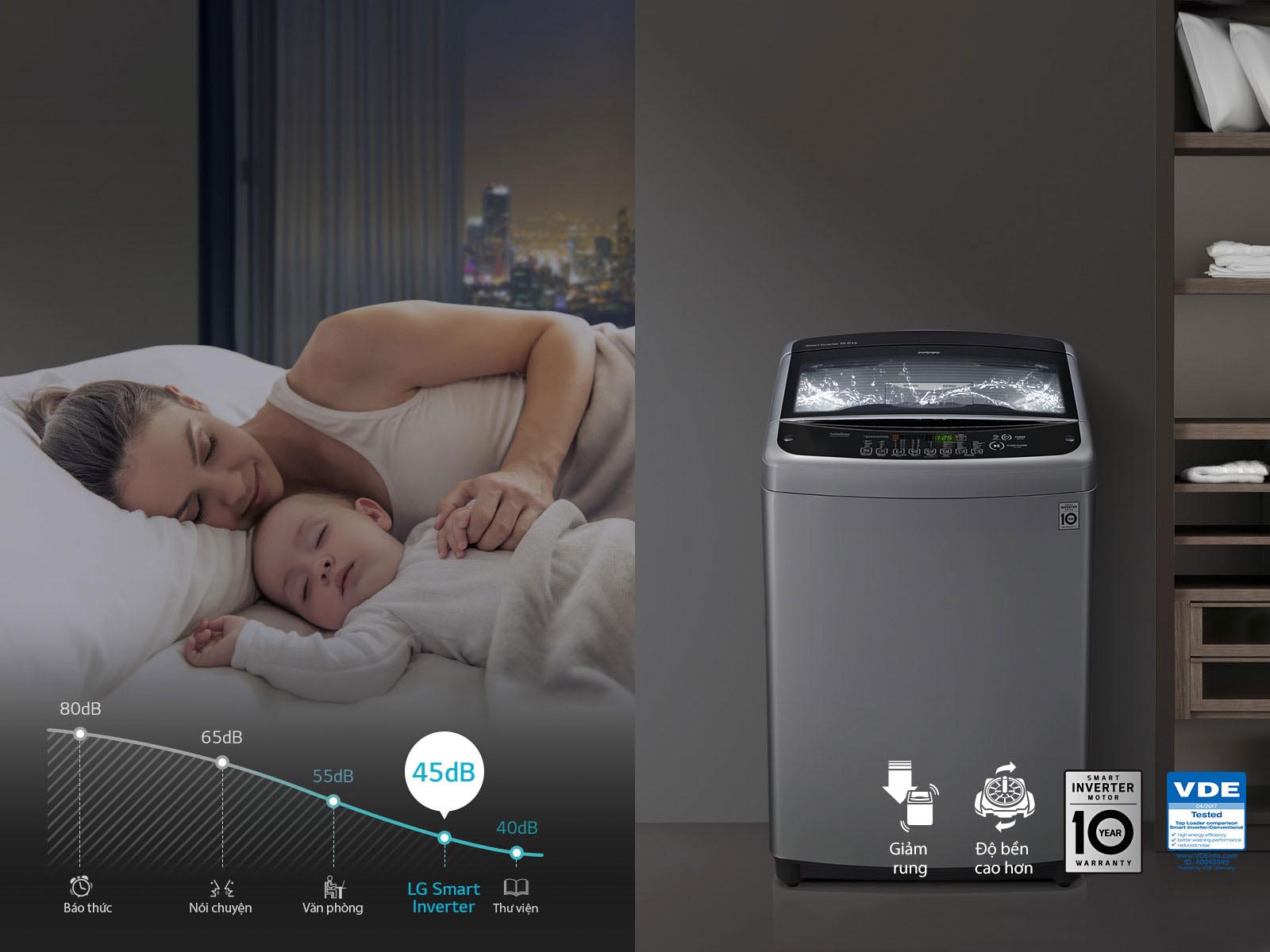 Máy Giặt LG Inverter 9.5kg (T2395VS2M) hiện đại