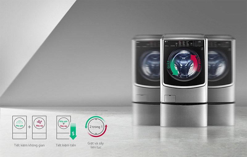 Máy Giặt LG Inverter Hai Lồng 21Kg&3Kg F2721HTTV_T2735NWLV (Lồng Ngang)