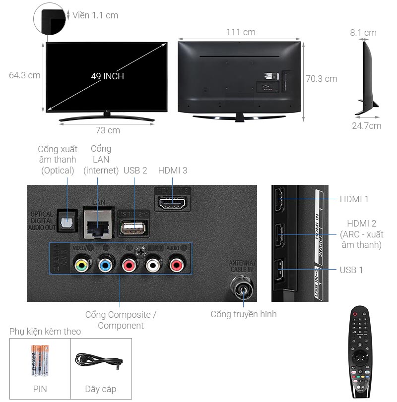 Smart Tivi LG 4K 49 inch 49UN7400PTA UHD 