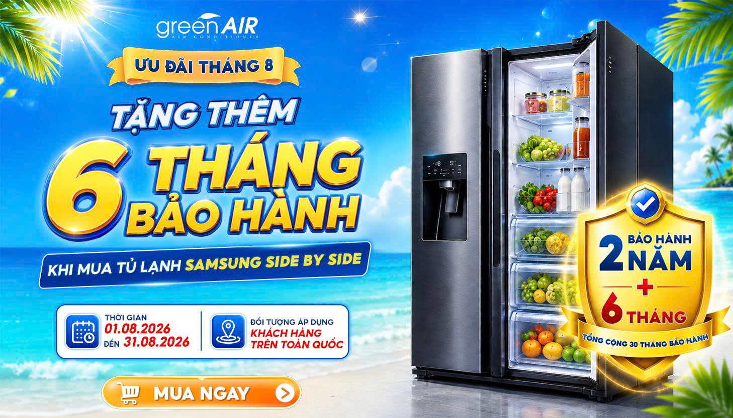Tặng Thêm 06 Tháng Bảo Hành Cho Tủ Lạnh Samsung Side By Side - Tổng 30 tháng