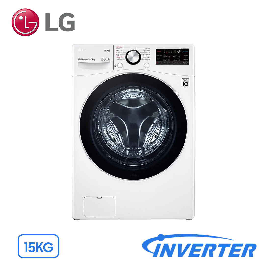 Máy Giặt Sấy LG Inverter 15Kg/8Kg F2515RTGW Lồng Ngang