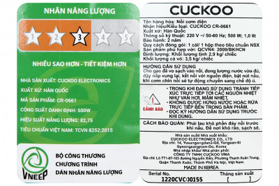 Nồi cơm nắp gài Cuckoo 1 lít CR-0661/GRVNCV