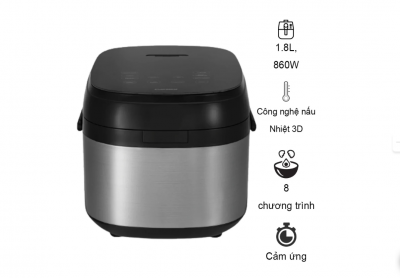 Nồi Cơm Điện Tử Cuckoo CR-1050F/SIBKCRVNCV 1.8 Lít, Đen Bạc