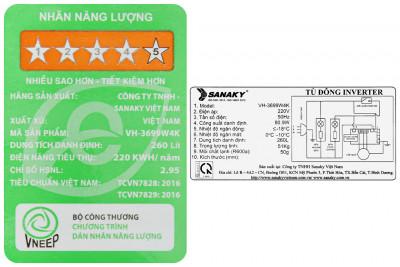 Tủ đông Sanaky Inverter 260 lít VH-3699W4K