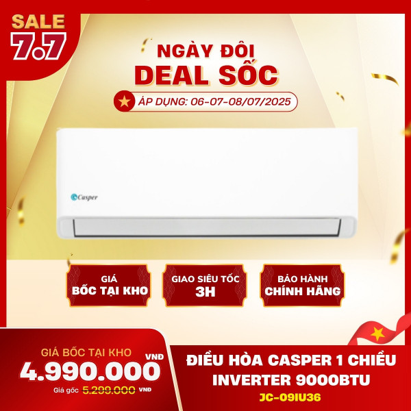 Điều hòa Casper 1 chiều inverter 9000BTU JC-09IU36