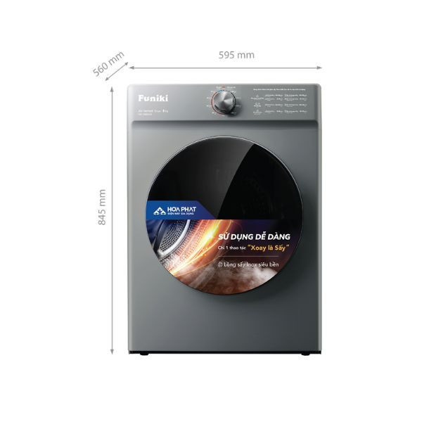 Máy sấy thông hơi Funiki 8kg HD V680AG