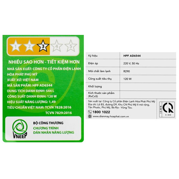 Tủ đông Hòa Phát 544 lít HPF AD6544