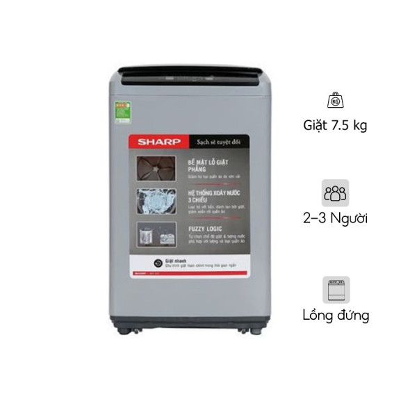 Máy giặt Sharp 7.5 Kg ES-Y75HV-S Lồng đứng
