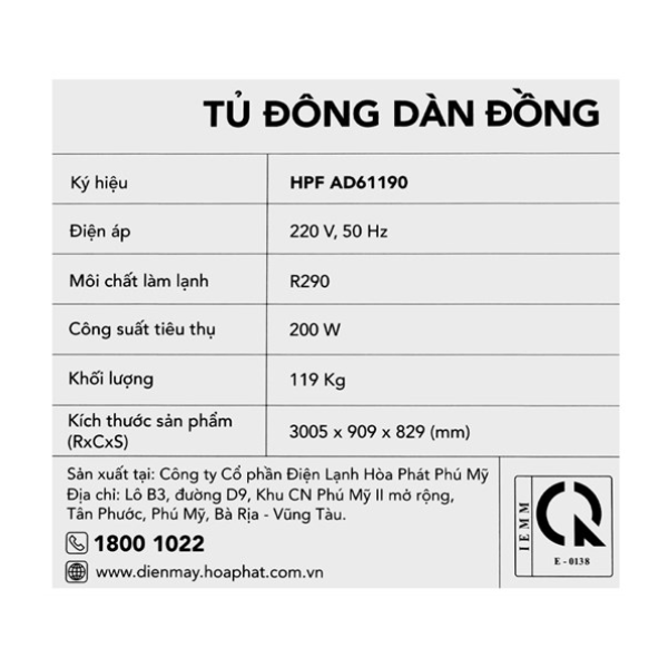 Tủ đông Hòa Phát 1190 lít HPF AD61190